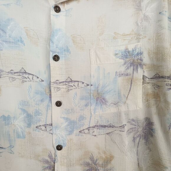 Campia Moda Hawaiian Button Up Shirt Palm Trees Fish Design Men’s Size XL - Picture 3 of 8